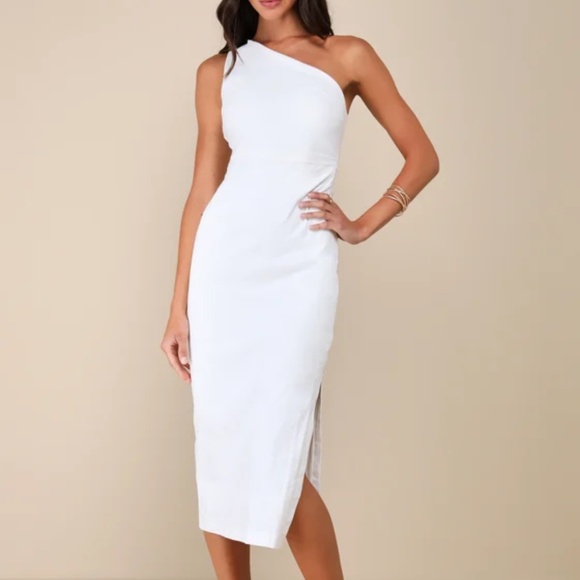 Poised in Positano White One-Shoulder Midi Dress Lulus Size XS - Picture 1 of 4